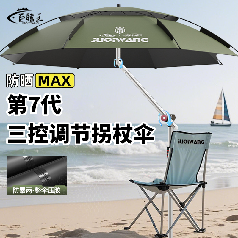 2025新款戶外露營釣魚專用拐杖傘