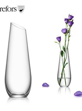 北欧Orrefors水晶玻璃花瓶简约透明花瓶ENJOY醒酒器ins花瓶
