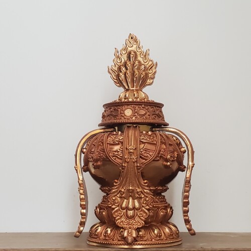 尼泊尔工艺藏传纯铜长寿宝瓶紫铜精工家居供奉车载摆件