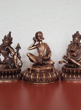 尼泊尔工艺藏传米拉日巴自在观音妙音佛母纯铜佛像摆件家居供奉