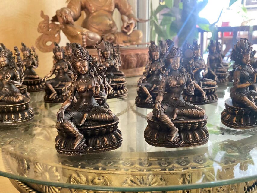 尼泊尔工艺藏传21度母绿度母白度母二十一度母菩萨佛像摆件家供奉