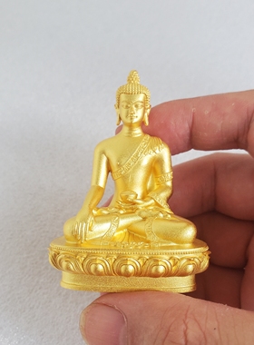 尼泊尔工艺纯铜镀金释迦牟尼佛药师佛阿弥陀佛像家居供奉车载摆件