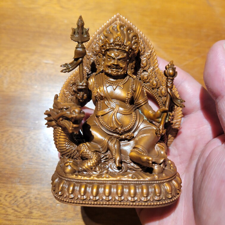 藏传纯铜白财神佛像摆件水财神招财家居尼泊尔随身供奉