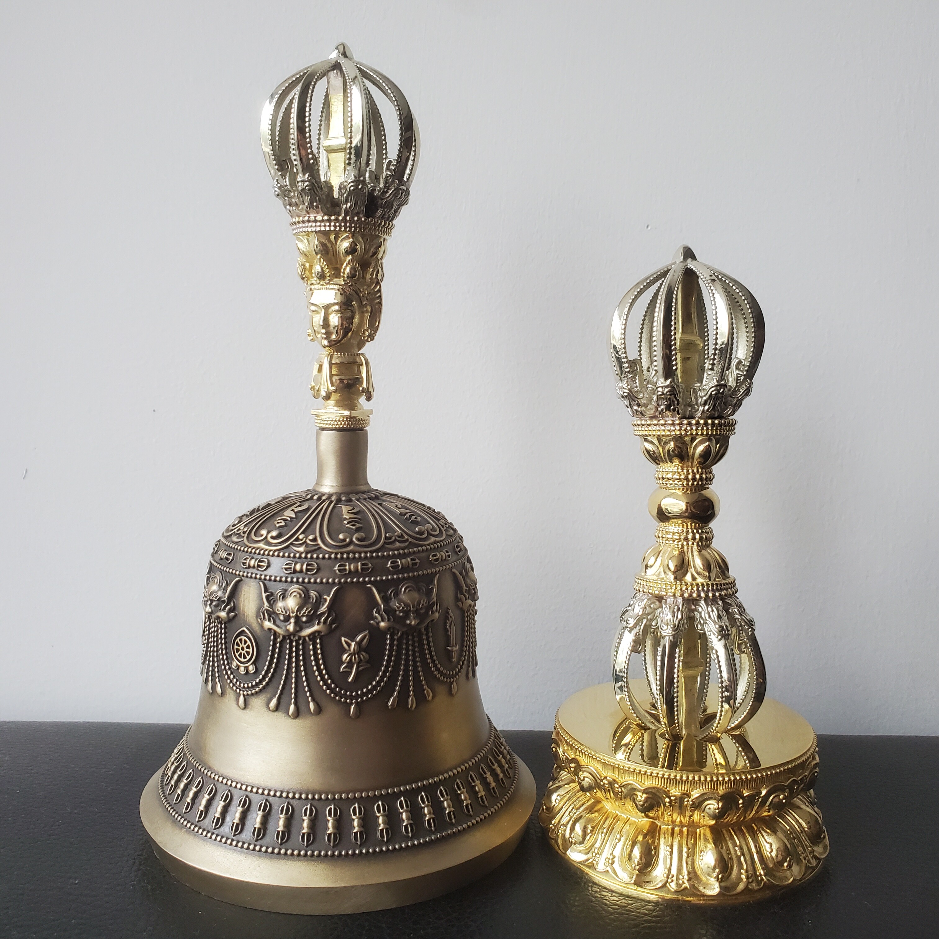 尼泊尔工艺精品双色九股金刚铃杵家居供奉降魔杵天籁声音好听含银