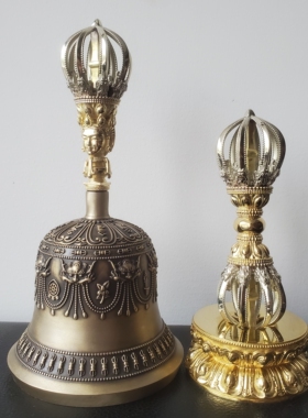 尼泊尔工艺精品双色九股金刚铃杵家居供奉降魔杵天籁声音好听含银