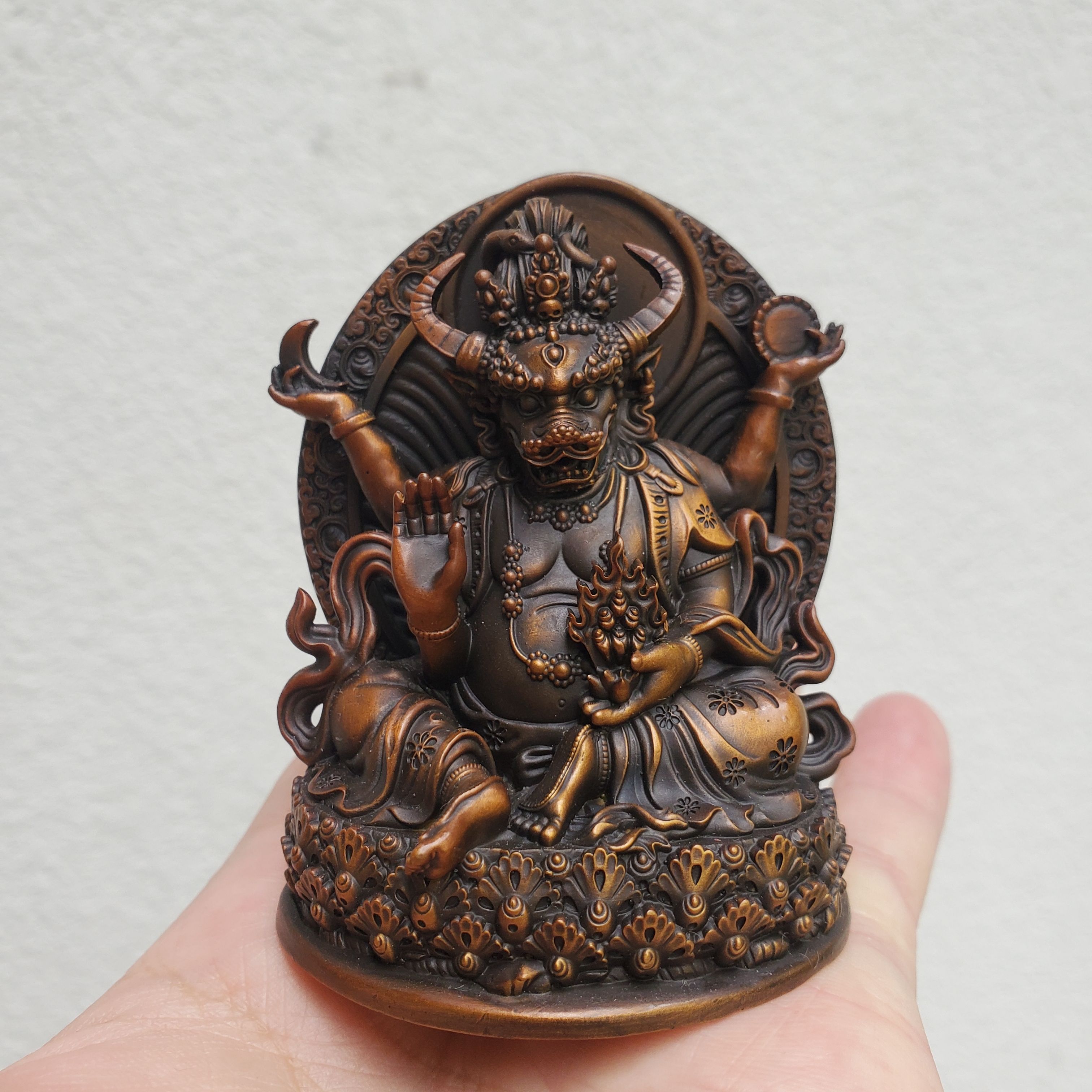 尼泊尔工艺纯铜牛王神珠天菩萨佛像摆件铜牛王天铜像摆设家居佛堂