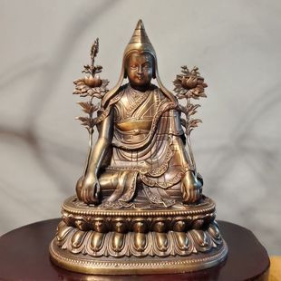 藏传紫铜龙钦巴大师佛像摆件宁玛派祖师尊者纯铜精工细作精美殊胜