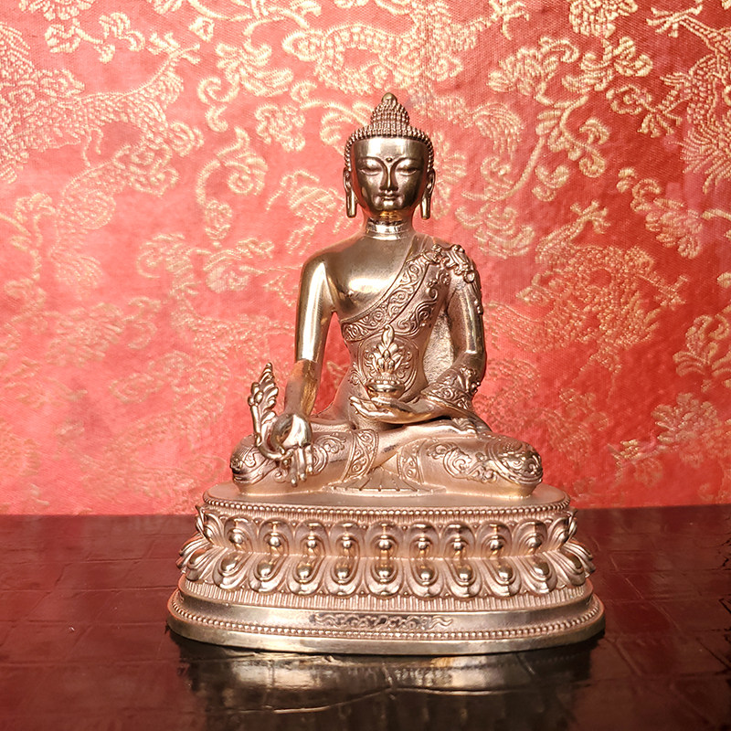 藏传紫铜药师佛佛像摆件