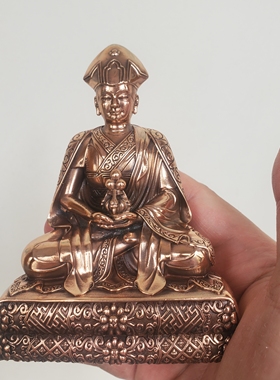 尼泊尔工艺藏传纯铜多智仁波切一世二世家居供奉佛堂车载上师摆件