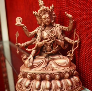 尼泊尔工艺藏传纯铜尊盛佛母佛像家居供奉车载摆件