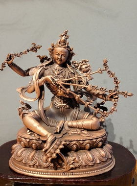 西藏藏传紫铜作明佛母红度母3寸12cm佛堂摆件随身护法小佛像