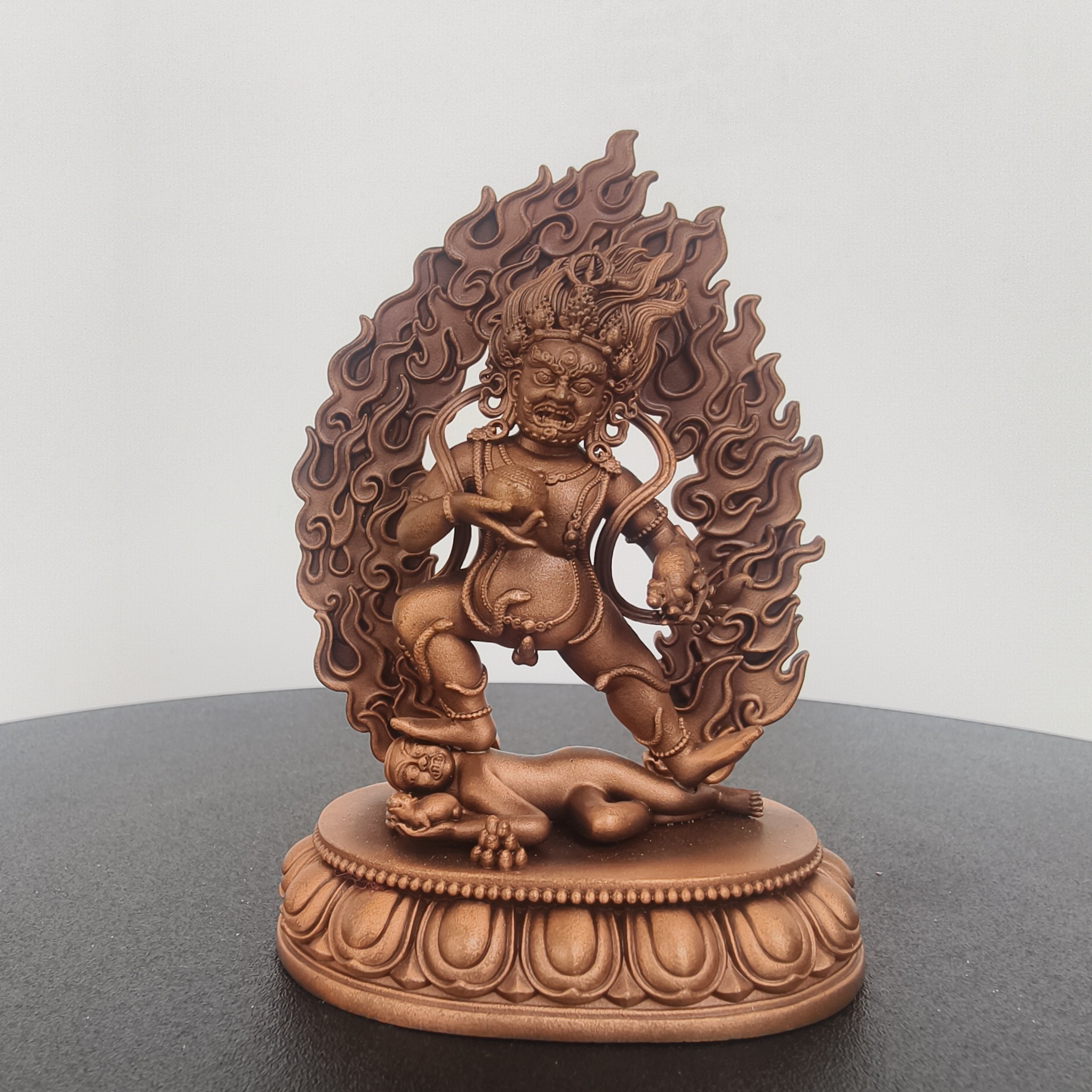 尼泊尔工艺藏传紫铜黑财神红财神五路像摆件寺庙佛堂供奉供具三寸