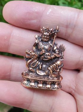 藏传纯铜精工白财神水财神五路财神财宝天王紫铜小佛像摆件随身