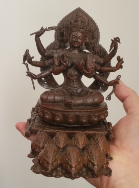 15公分摩利紫铜藏传密宗佛母家用尼泊尔摆件豪华雕刻手工摆件