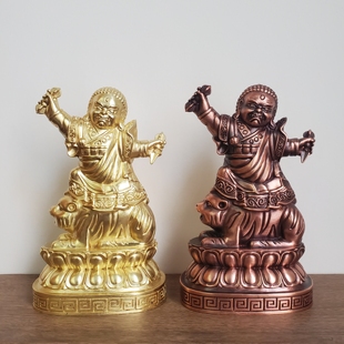 尼泊尔工艺藏传纯铜愤怒莲师普巴三寸家居供奉车载佛堂摆件
