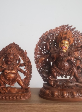 尼泊尔工艺藏传纯铜六臂玛哈嘎啦菩萨马哈嘎啦佛像家居供奉摆件