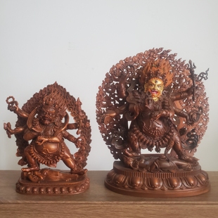 尼泊尔工艺藏传纯铜六臂玛哈嘎啦菩萨马哈嘎啦佛像家居供奉摆件