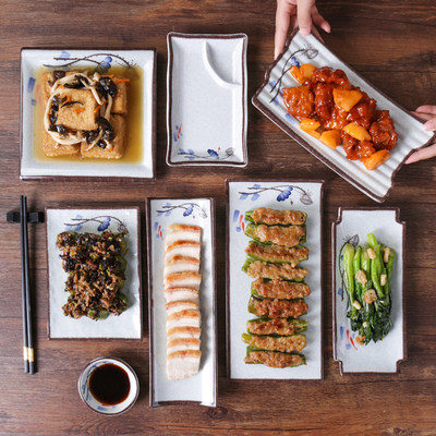 祥源美密胺餐具盘子饭店餐厅塑料长方形炒菜专用菜盘创意盘商用碟