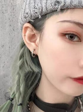 简约冷淡风小耳圈隐形弹簧耳夹无耳洞圆圈耳环复古耳蜗夹耳骨夹女