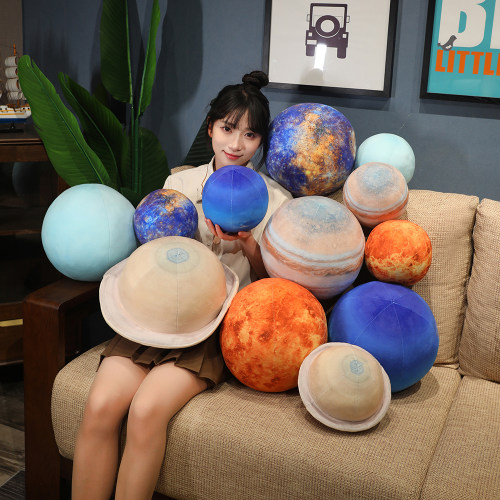 仿真星球毛绒玩具地球太阳月球月亮火星太空天体行星模型抱枕靠枕
