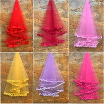 2020 new wedding dress, bride's wedding headscarf, Hanfu photo, net red photo, short tail and extra long lace headdress