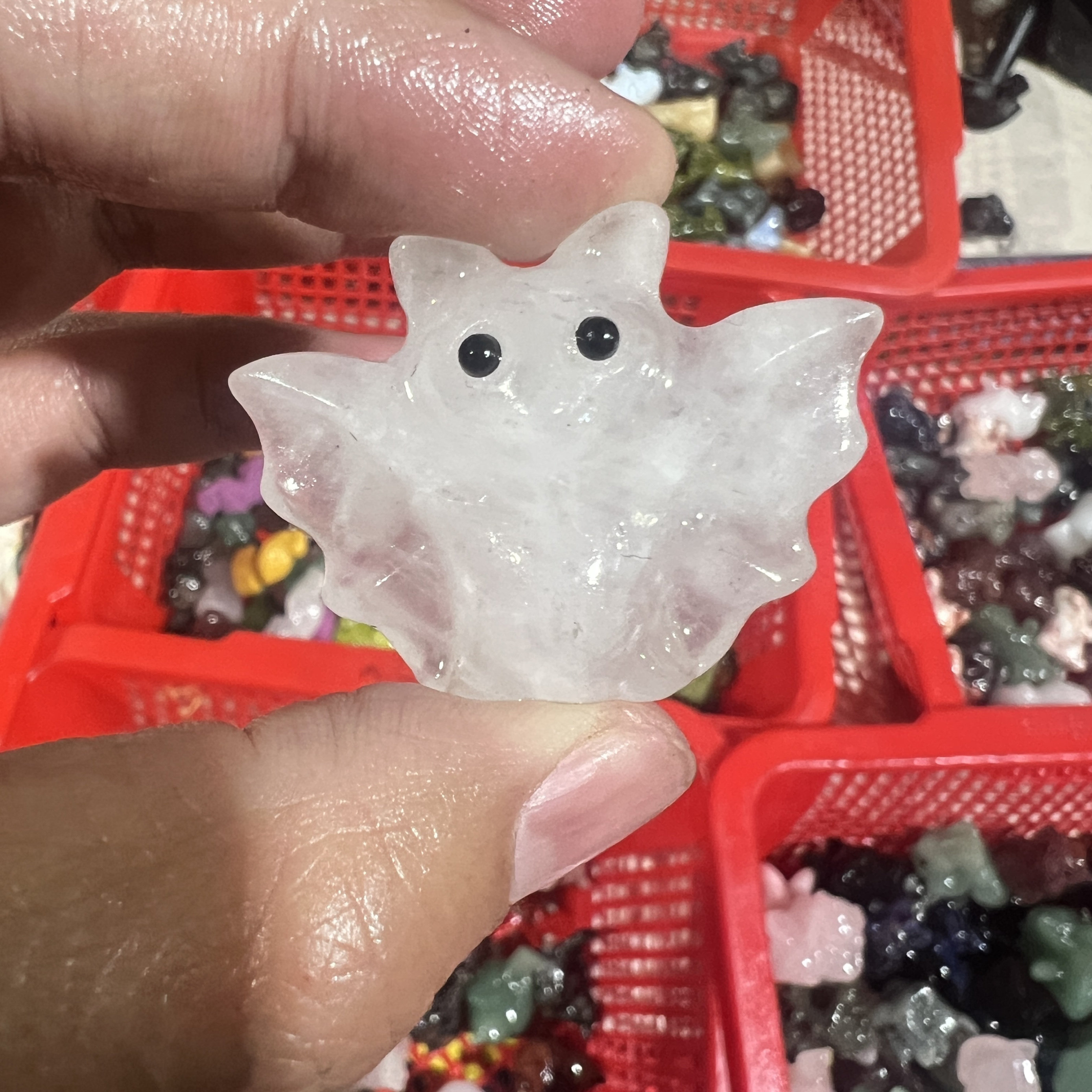 天然水晶原石雕刻蝙蝠摆件挂件家居装饰品桌面摆设福气多多走好运