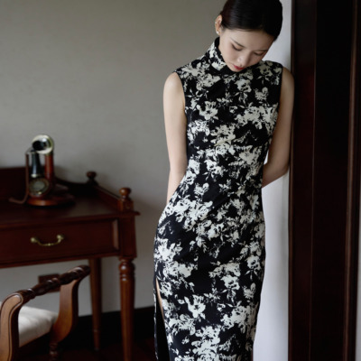journeyj原创张曼玉经典港式旗袍新中式改良中国风复古印花连衣裙