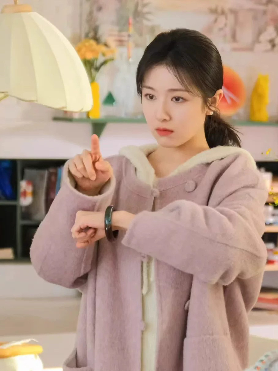 【苏橙橙同款】韩版宽松阔版包扣短款双面羊绒羊毛外套女少女粉