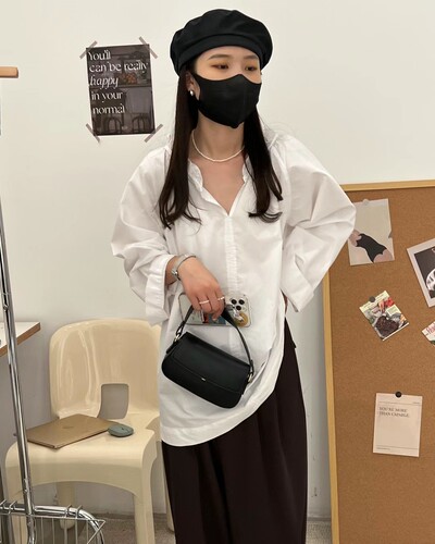 SANBARA韩版宽松长袖衬衫防晒衫