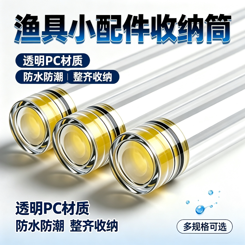 厂家现货PC管透明塑料管带盖管鱼漂管漂桶加厚圆筒竿稍保护筒