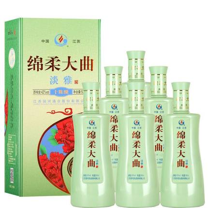 绵柔大曲淡雅6瓶装白酒42度/52度浓香型礼盒装整箱纯粮食酒送礼
