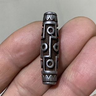 西藏玄铁九眼天珠纯铁藏式天铁文玩配件diy锁骨链吊坠配串隔珠