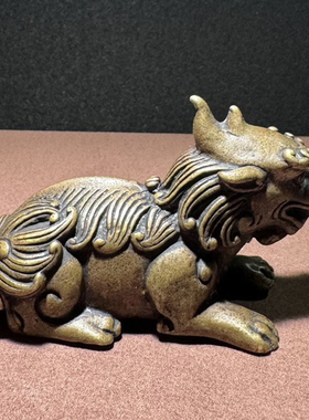 铜貔貅茶宠小摆件实心铜神兽手把件古玩铜器仿古铜雕件铜兽老铜件