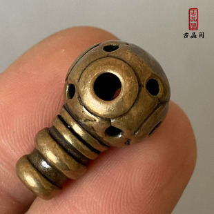 藏式天铁托甲复古文玩手串纯铜五眼六通一体三通佛头菩提念珠配件