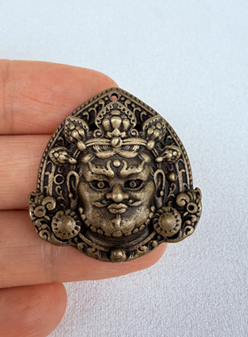 仿古尼泊尔藏传饰品黄铜藏式黄财神佛像铜牌项坠配件吊坠平安挂件