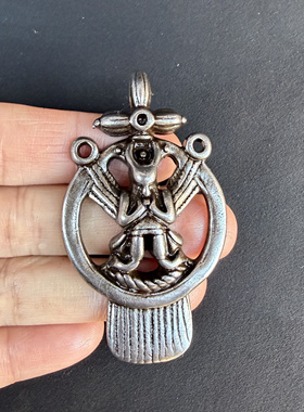 藏式手工翻砂天铁托甲大鹏鸟项链挂件吊坠西藏玄铁文玩随身配饰