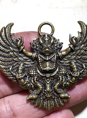 实心黄铜藏式随身护法神金翅大鹏鸟项链挂件吊坠男女饰品配饰配件