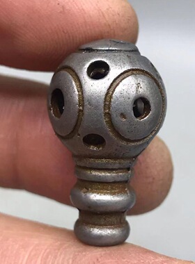 纯铁五眼六通一体三通佛头藏式天铁托甲文玩手串菩提念珠配件配饰