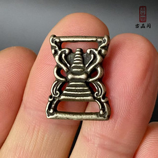 藏式天铁托甲铜经书扣吊坠侧挂白铜舍利塔经书扣子包挂DIY配饰