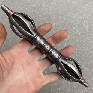 大号藏式手工天铁托甲嵌紫铜工艺九股金刚杵摆件民族风修行随身杵