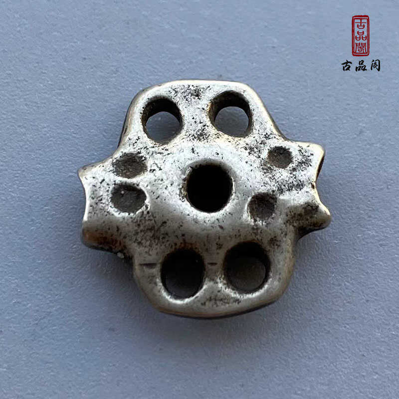 藏民手工白铜五眼六通背云配饰藏式天铁托甲文玩佛珠挂件吊坠配件