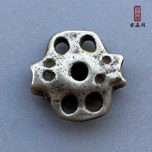 藏民手工白铜五眼六通背云配饰藏式天铁托甲文玩佛珠挂件吊坠配件