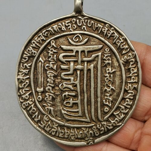 西藏文玩白铜精工手工十相自在护身藏式佛牌包挂吊坠室内悬挂