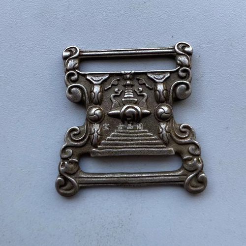 古玩古董文玩收藏陨铁陨石天铁藏式托甲噶当塔经书扣佛珠配饰扣件