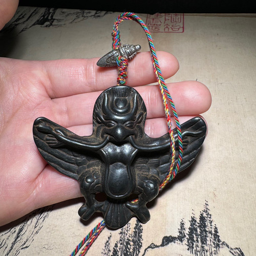 藏式天铁托甲工艺大鹏鸟项链挂件吊坠寒铁高工复刻随身护法金翅鸟