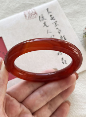 红色玉髓手镯女胖圆条本命年