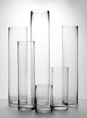 大号落地透明直筒玻璃花瓶摆件客厅水培插花富贵竹简约家居装饰