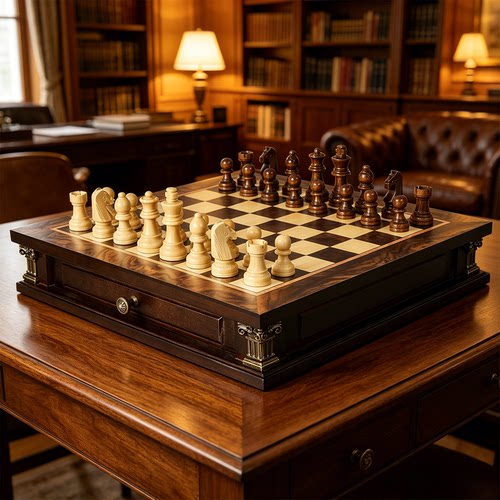 国际象棋实木磁性抽屉收纳套装