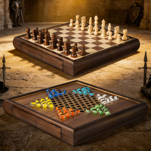 实木磁性国际象棋跳棋二合一套装