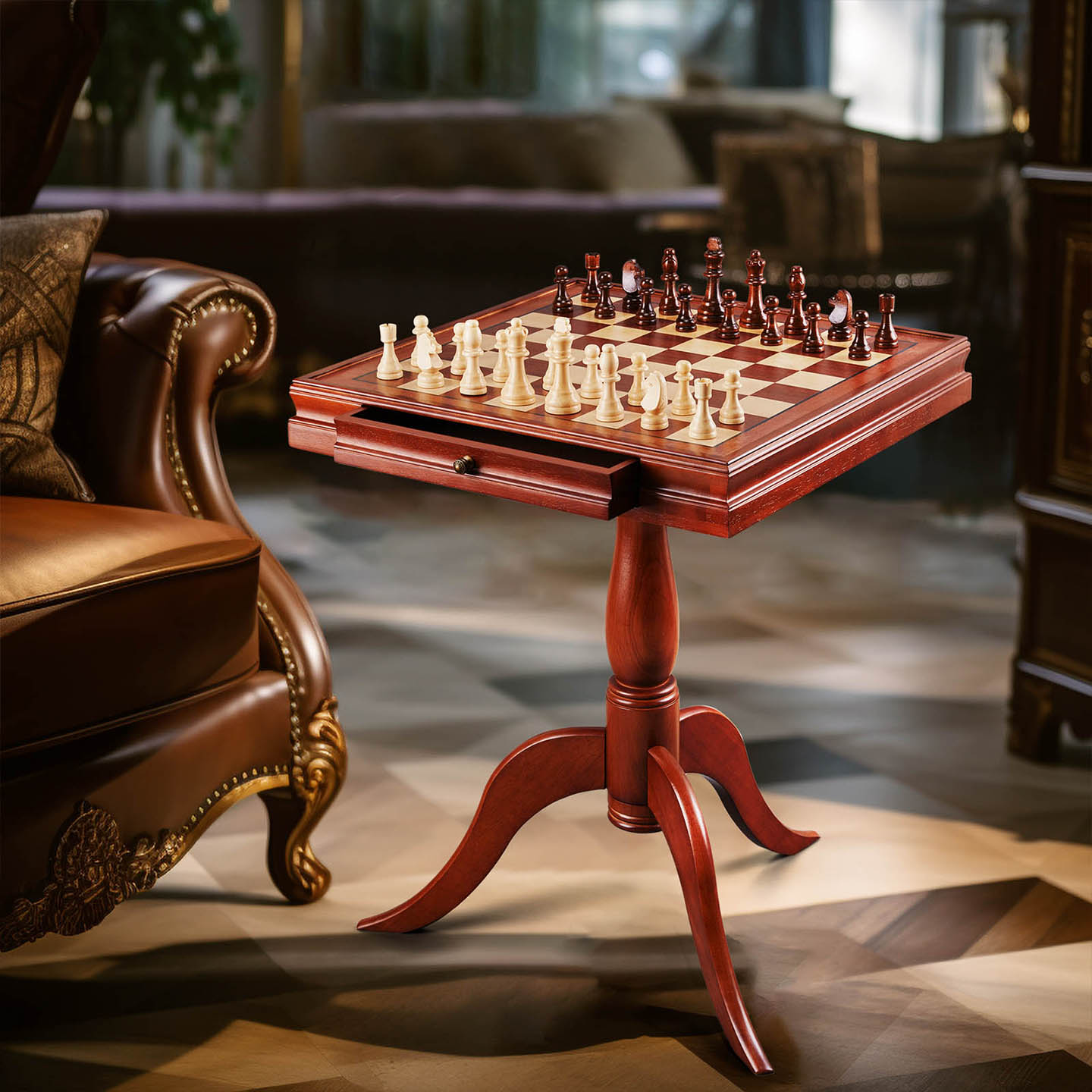 国际象棋实木桌高端对弈棋盘